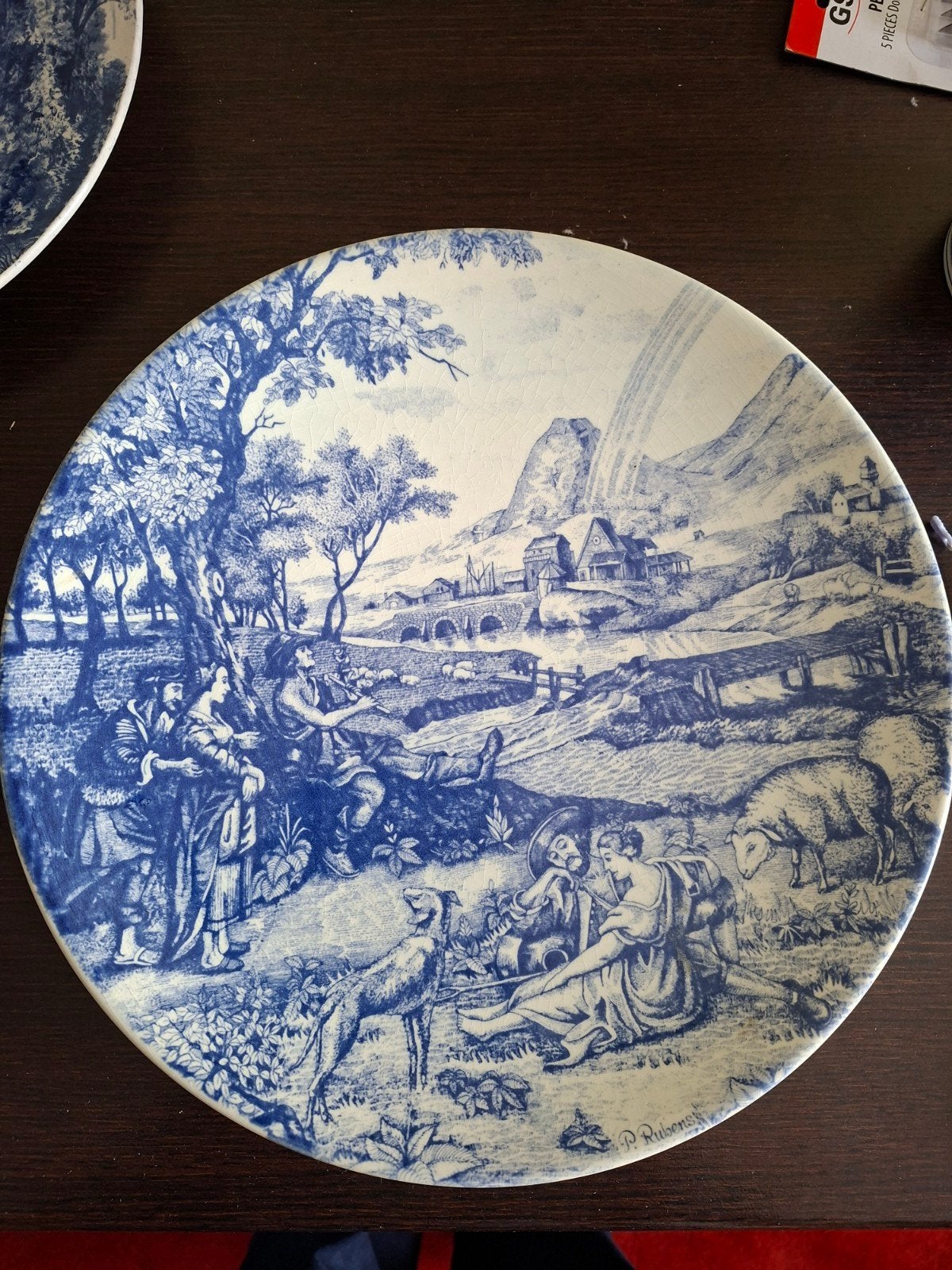 Delfts Blauw wandbord P. Rubens tafereel 29 cm, Ophalen