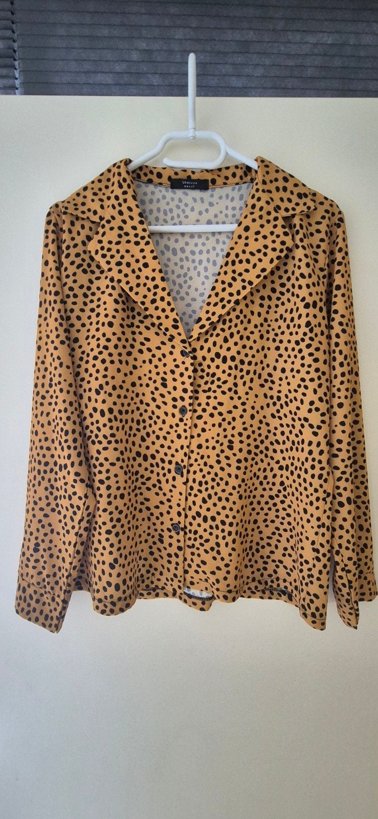 Okergele blouse met stippenpatroon - Maat S/M, Verzenden, Geel, Gedragen, Maat 38/40 (M)