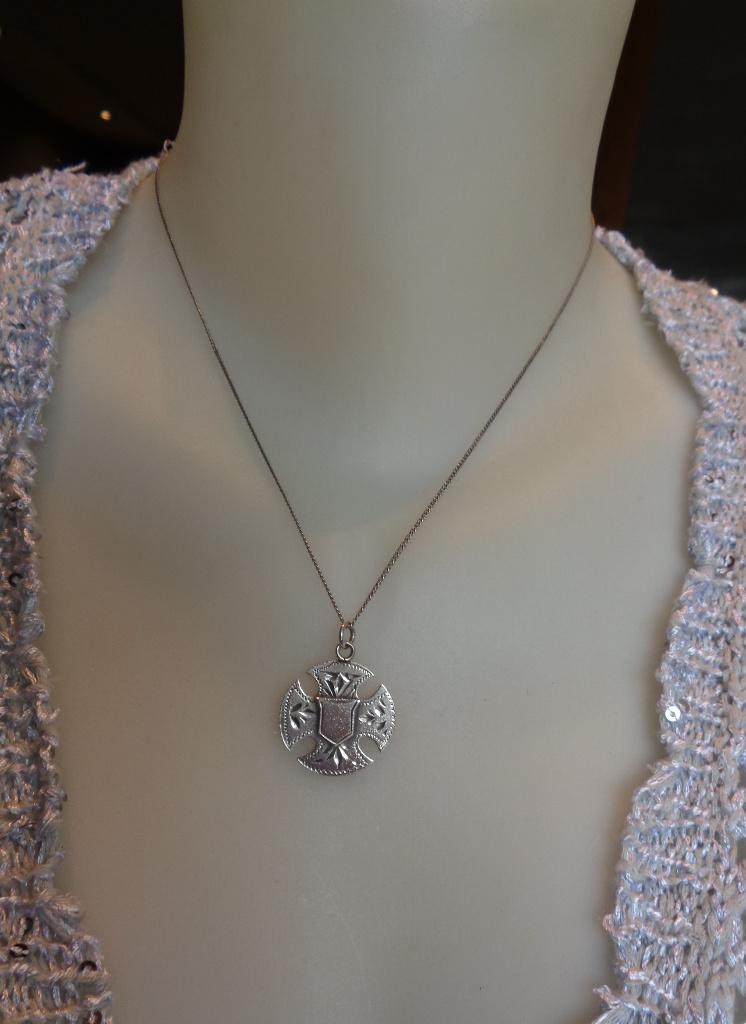 zilveren ketting met maltezer kruis hanger [970], Met hanger, Verzenden, Zo goed als nieuw, Zilver
