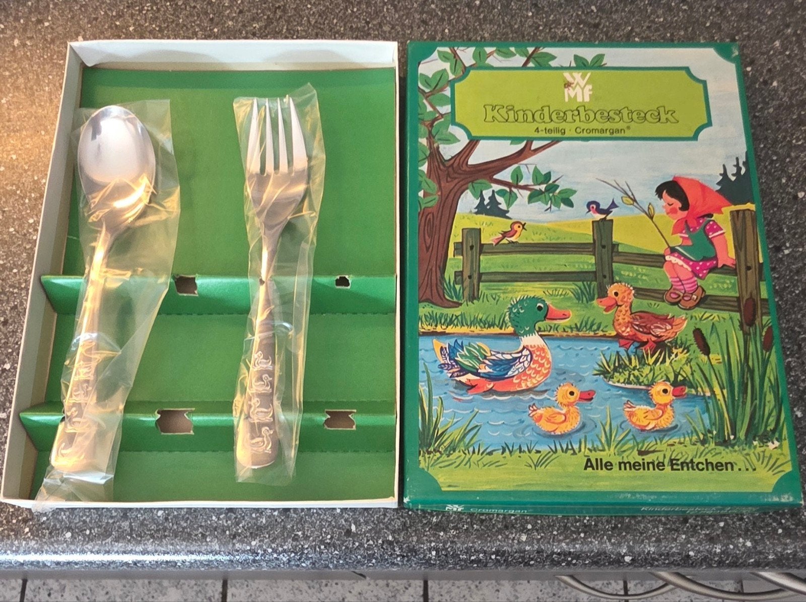 WMF Kinderbestek "Alle meine Entchen" - Nieuw in doos, Ophalen of Verzenden
