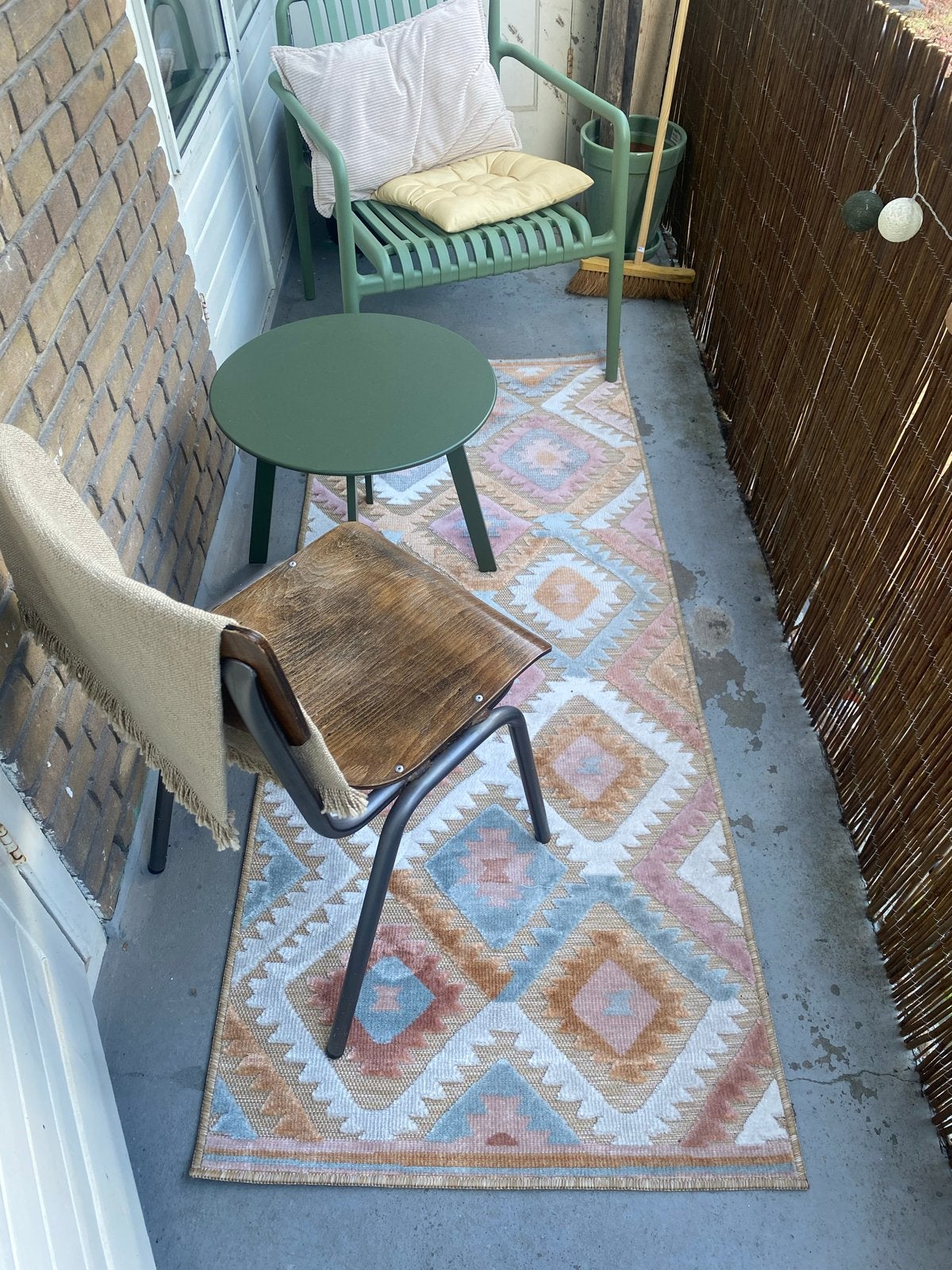Binnen/buiten loper vloerkleed, 200x80 cm, z.g.a.n., Ophalen, Beige, 50 tot 100 cm, Zo goed als nieuw