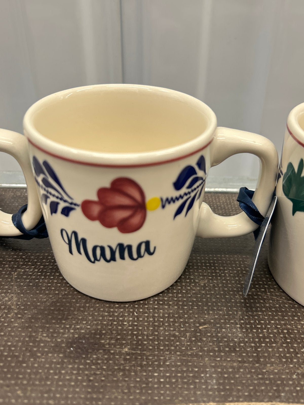 Boerenbont mokken met tekst: Papa, Mama, Opa, Oma (nieuw), Boch, Keramiek, Nieuw, Ophalen of Verzenden
