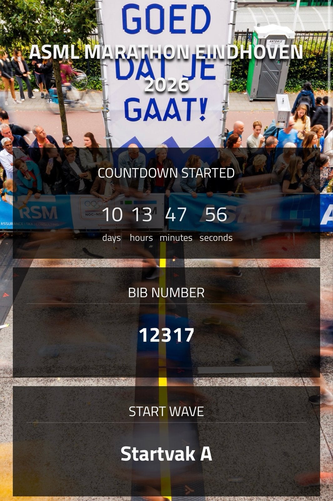Startbewijs halve marathon Eindhoven wave A, Eén persoon, Oktober