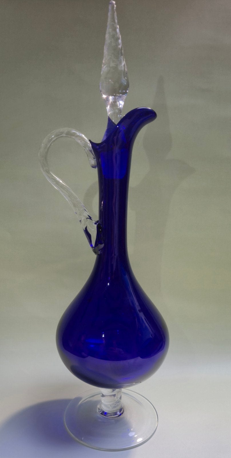 Vintage Kobaltblauwe Glazen Karaf met Stop, Antiek en Kunst, Ophalen of Verzenden