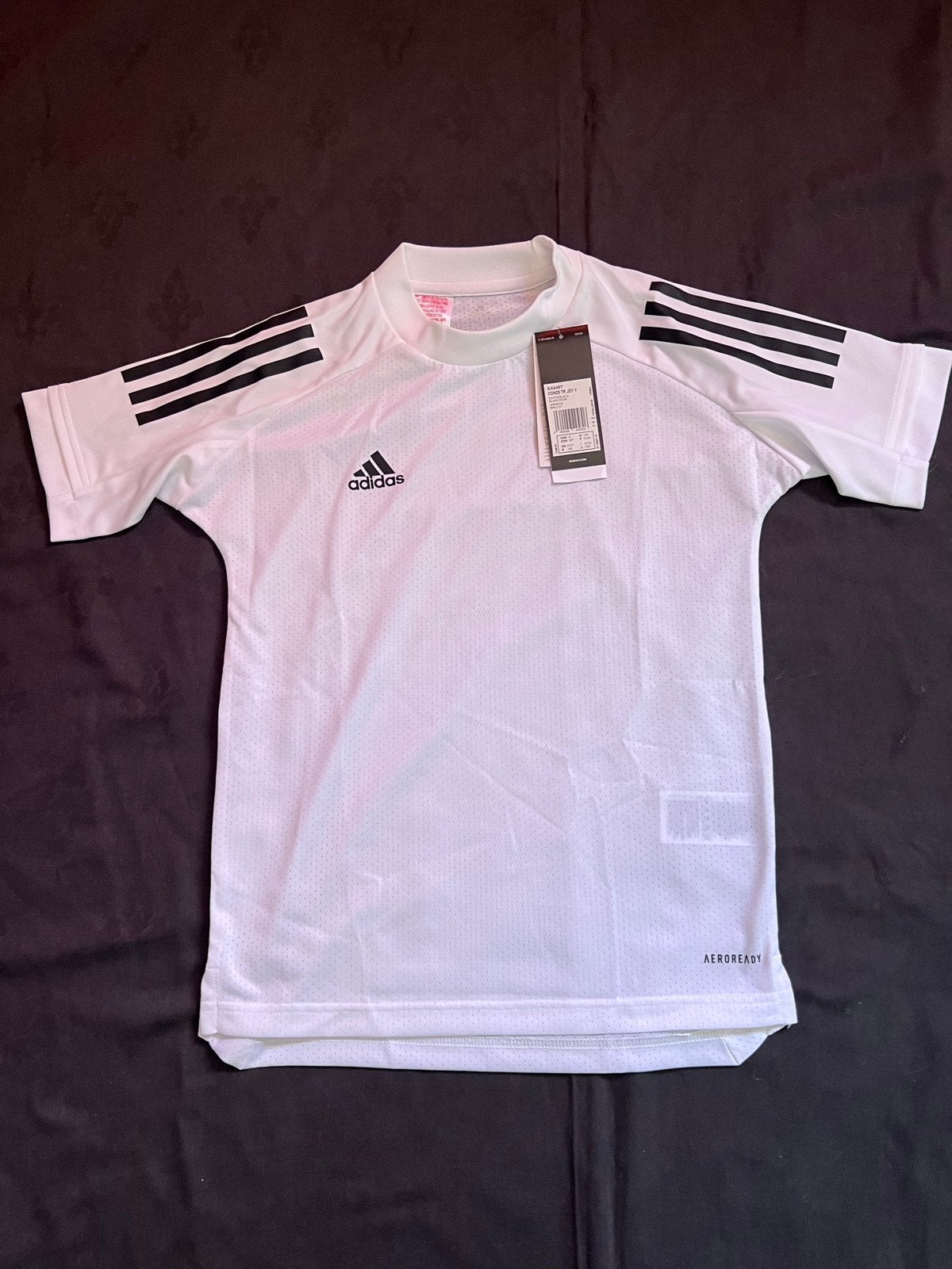 Adidas CON20 TR JSY Y Maat 140 Voetbalshirt - Wit/Zwart, Sport en Fitness, Maat S, Ophalen of Verzenden, Nieuw, Shirt