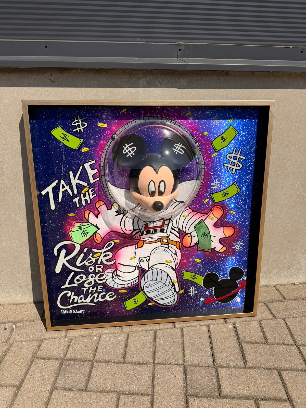 Daniël Sloots kunstwerk Mickey chance, Antiek en Kunst, Kunst | Schilderijen | Modern, Stripfiguren/cartoons, 3D-effect, Gelimiteerde oplage