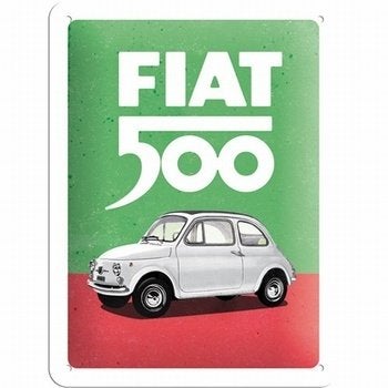 Fiat 500 Italian Colours relief reclamebord van metaal deco