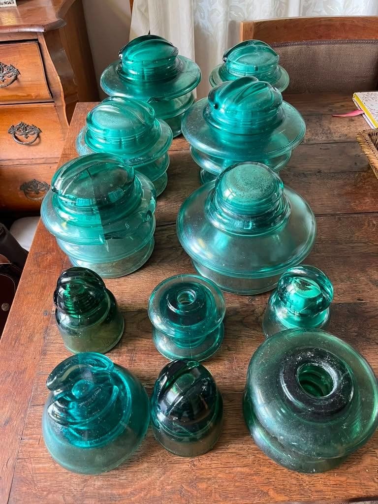 Partij oude Franse glazen isolatoren – vintage / industrieel, Antiek en Kunst, Ophalen of Verzenden