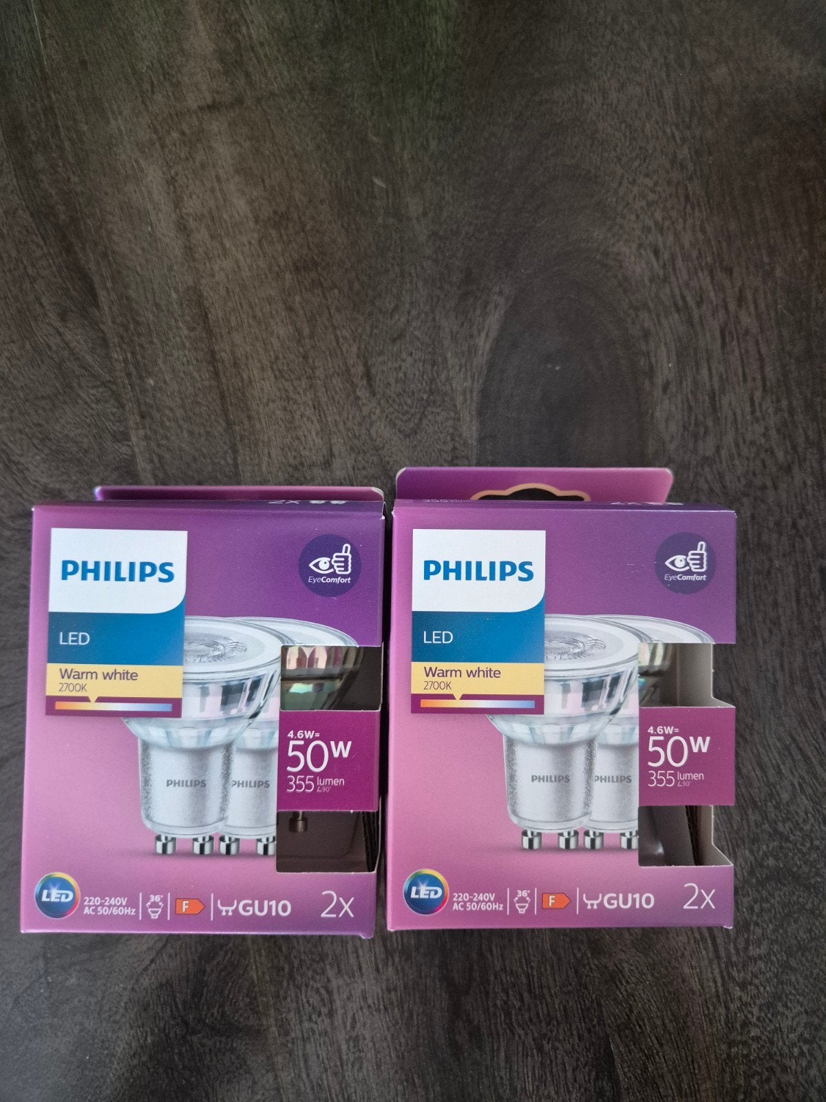 Philips LED GU10 Warm Wit 2700K - 2 stuks, Led-lamp, GU10, Nieuw, Warm wit