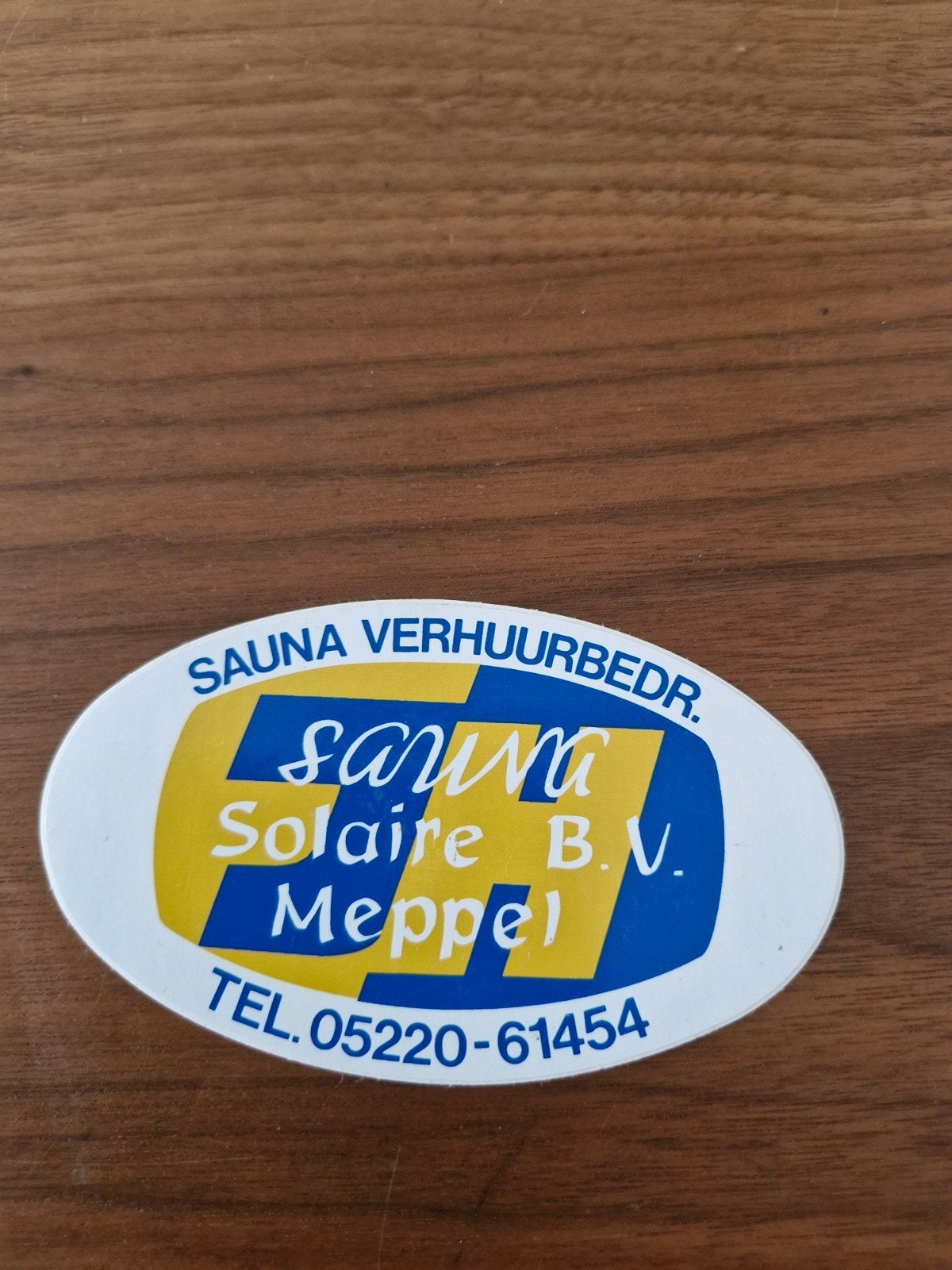 10556 Sticker Sauna Verhuurbedrijf Sauna Solaire B.V. Meppel, Ophalen of Verzenden, Gebruikt, Bedrijf of Vereniging