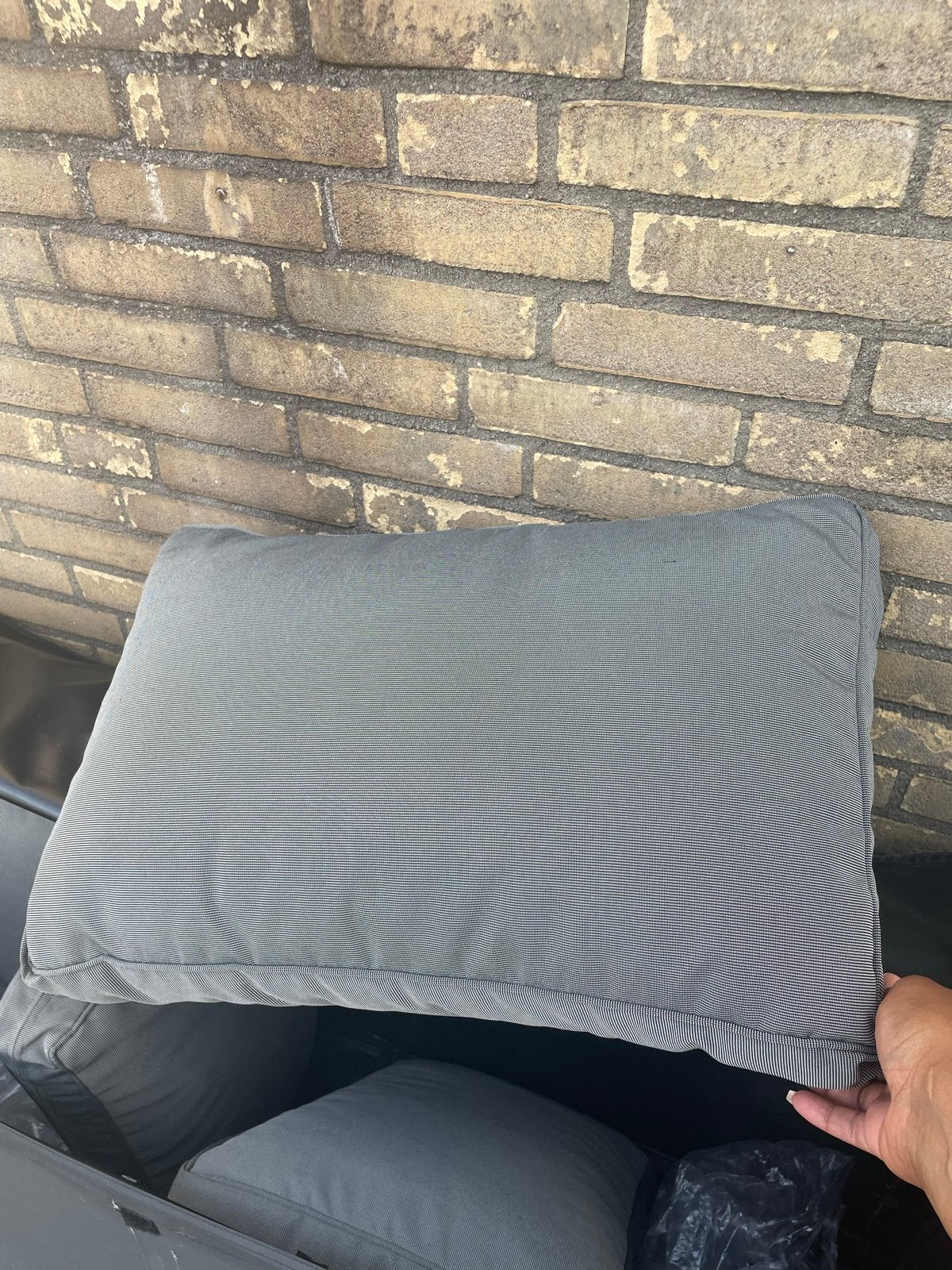 Extra (rug)kussens tuinset 39x58 cm Kwantum wasbaar, Huis en Inrichting, Woonaccessoires | Kussens, Ophalen, Overige merken, Gebruikt