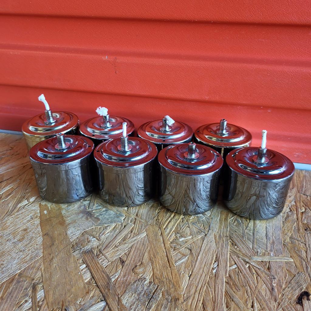 Set van 8 navulbare olielampjes / waxinelichthouders, Ophalen of Verzenden, Zo goed als nieuw, Rvs
