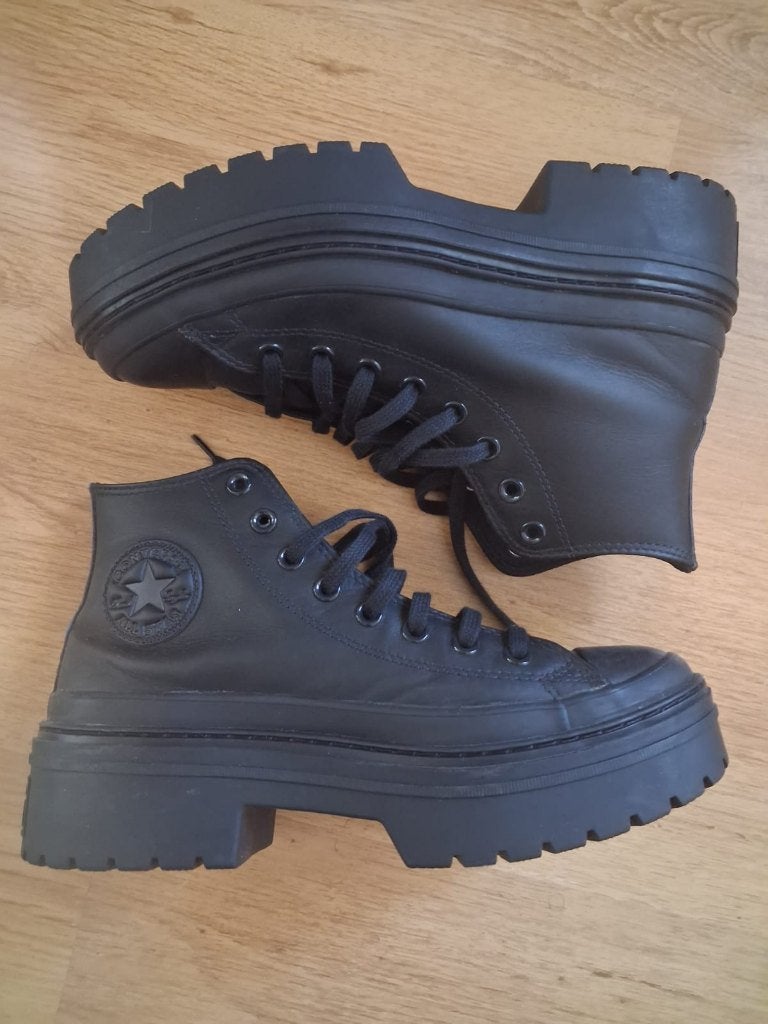 Chuck Taylor All Star Lugged Heel Leather Platform Zwart, Zwart, Converse, Ophalen of Verzenden, Sneakers of Gympen