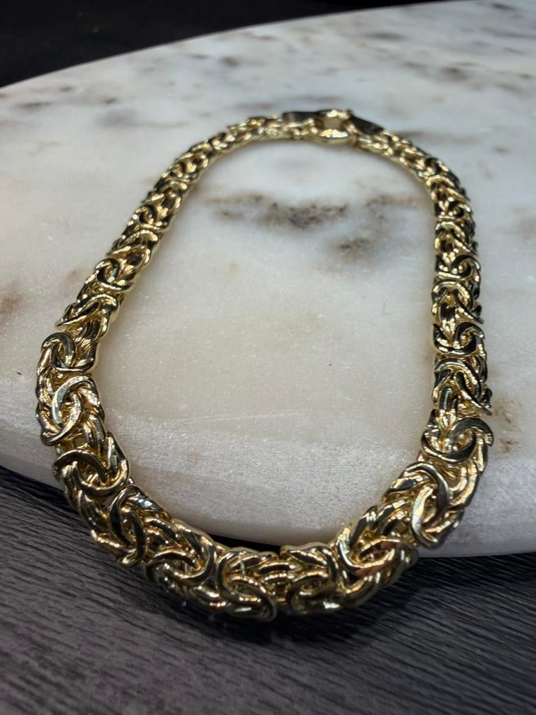 14k platte koningsarmband, Sieraden, Tassen en Uiterlijk, Armbanden, Ophalen of Verzenden, Nieuw, Goud