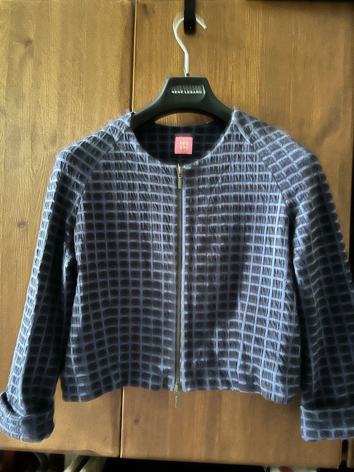 Kyra & Ko Jasje - Donkerblauw met ruitpatroon, Kleding | Dames, Jasjes, Kostuums en Pakken, Zo goed als nieuw, Jasje, Maat 38/40 (M)