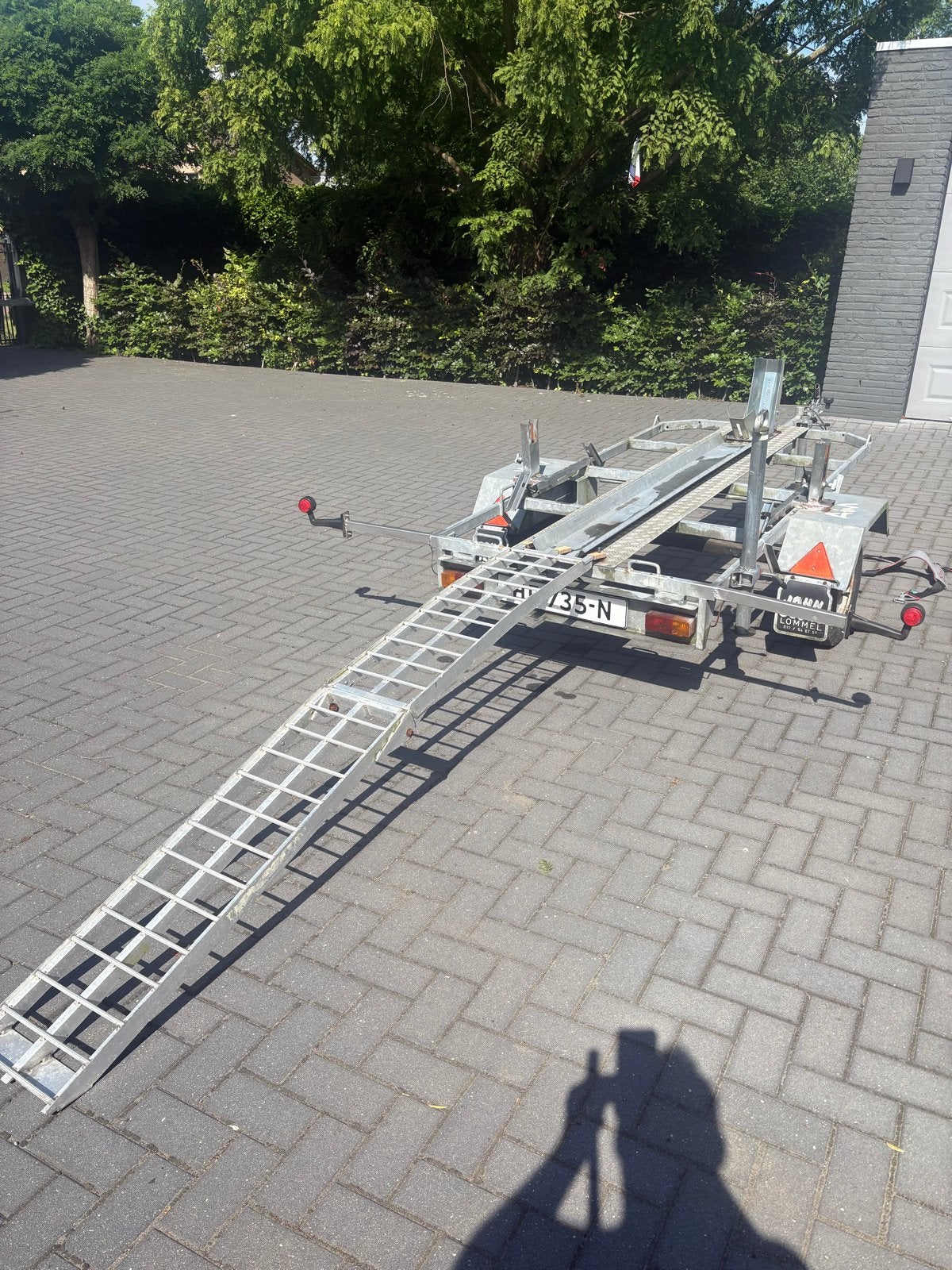 motorfietsaanhanger met oprijplaat camper geschikt, Ophalen, Gebruikt