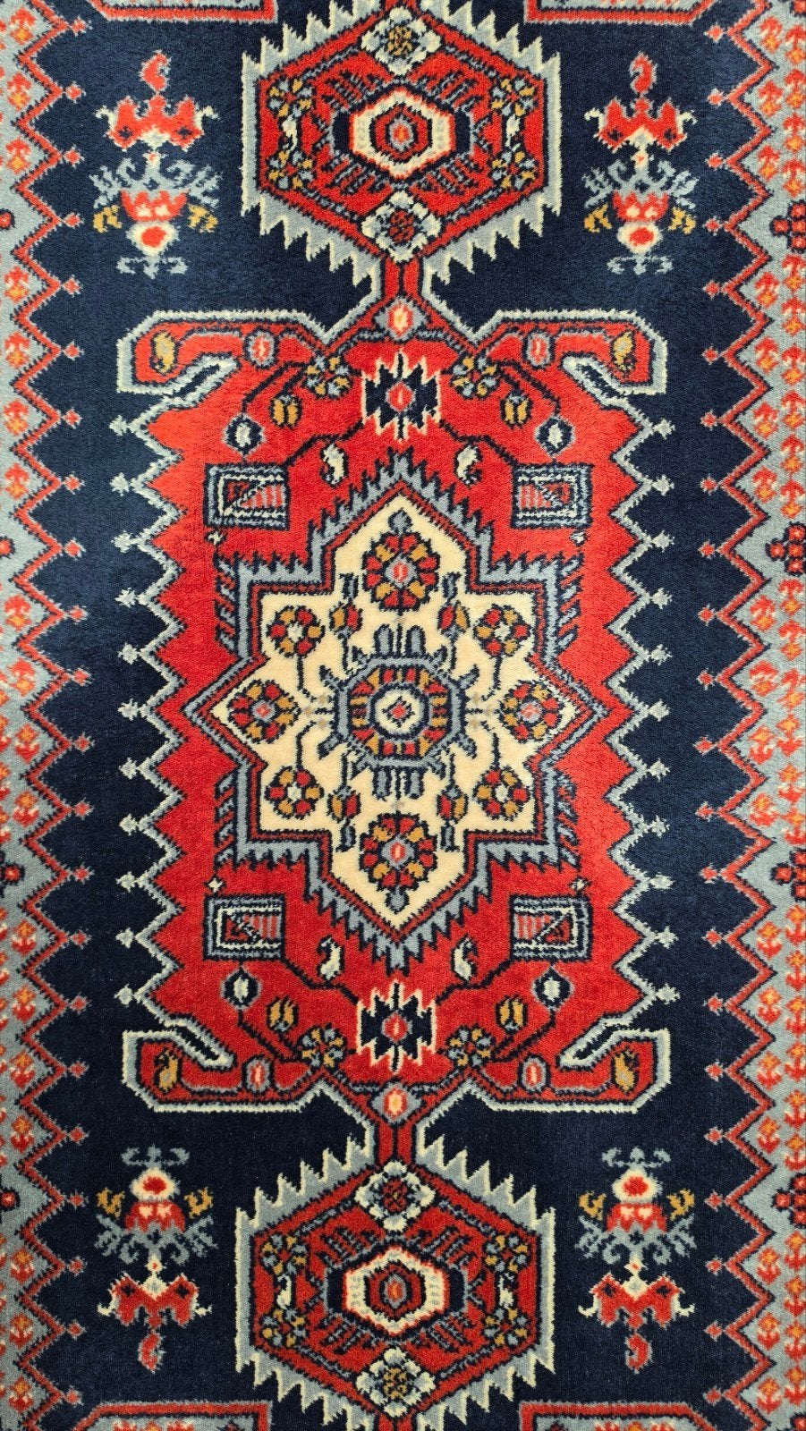 Vintage oosters wol Kazak vloerkleed medallion 65x156cm, Gebruikt, 100 tot 150 cm, Www.hypepopup.nl, Www.hypepopup.nl
