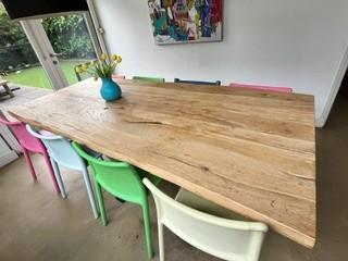 Organische eikenhouten eettafel, Huis en Inrichting, Tafels | Eettafels, Ophalen, Eikenhout, 200 cm of meer, 50 tot 100 cm
