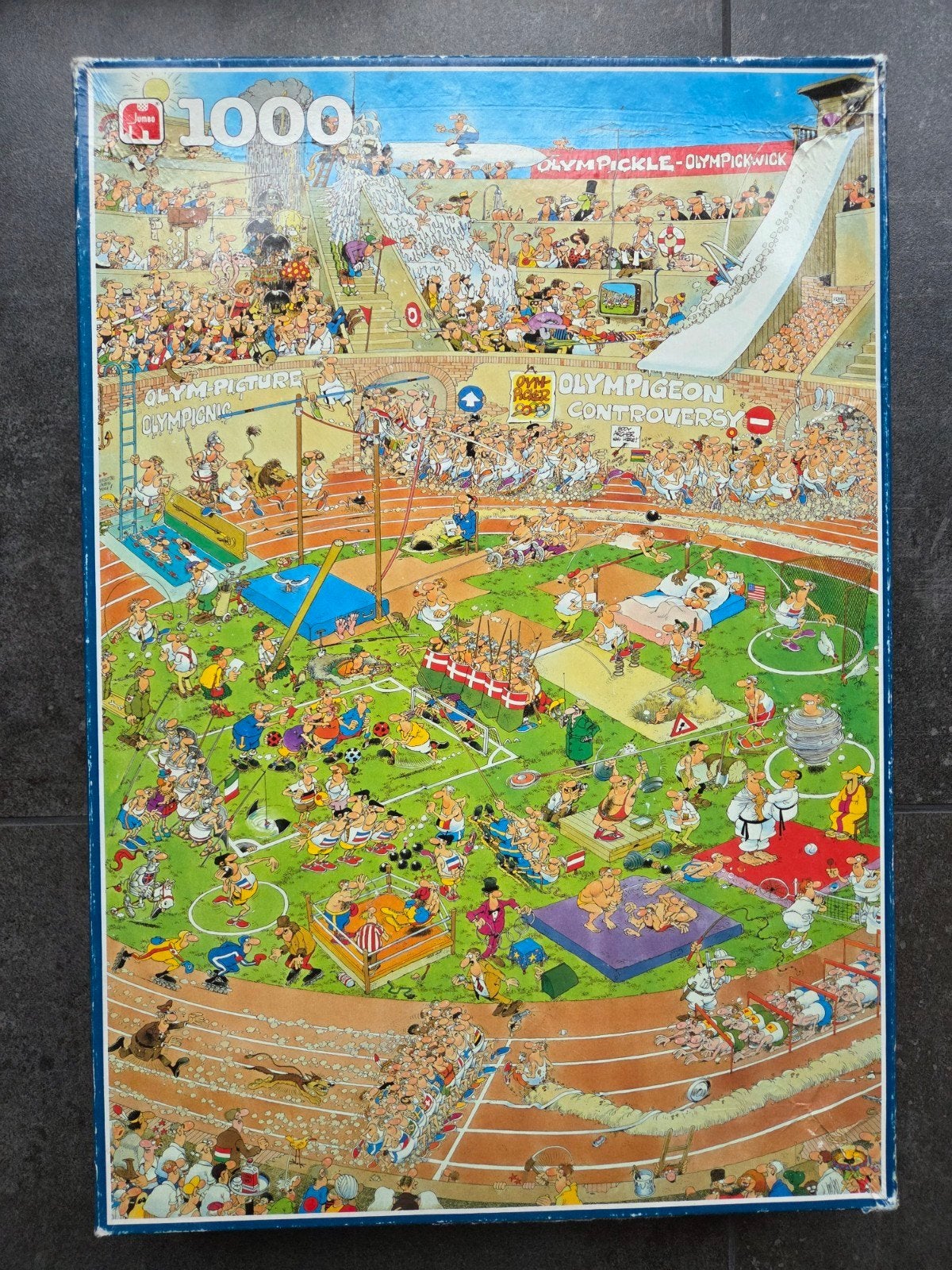 Jan Van Haasteren puzzel (Olympische spelen), Ophalen of Verzenden, 500 t/m 1500 stukjes, Gebruikt, Legpuzzel