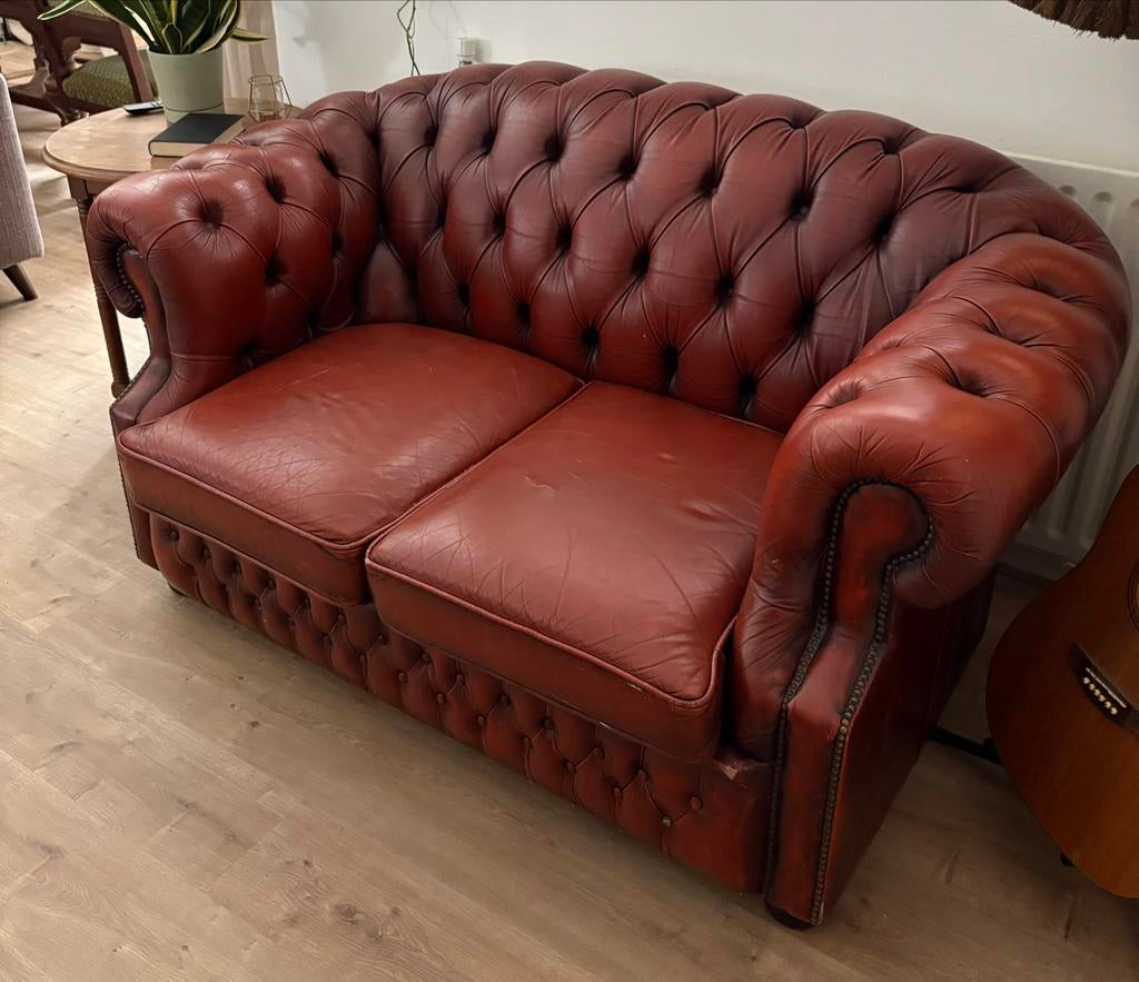 Chesterfield bank 2-zitter, Ophalen, Gebruikt, 150 tot 200 cm, Tweepersoons