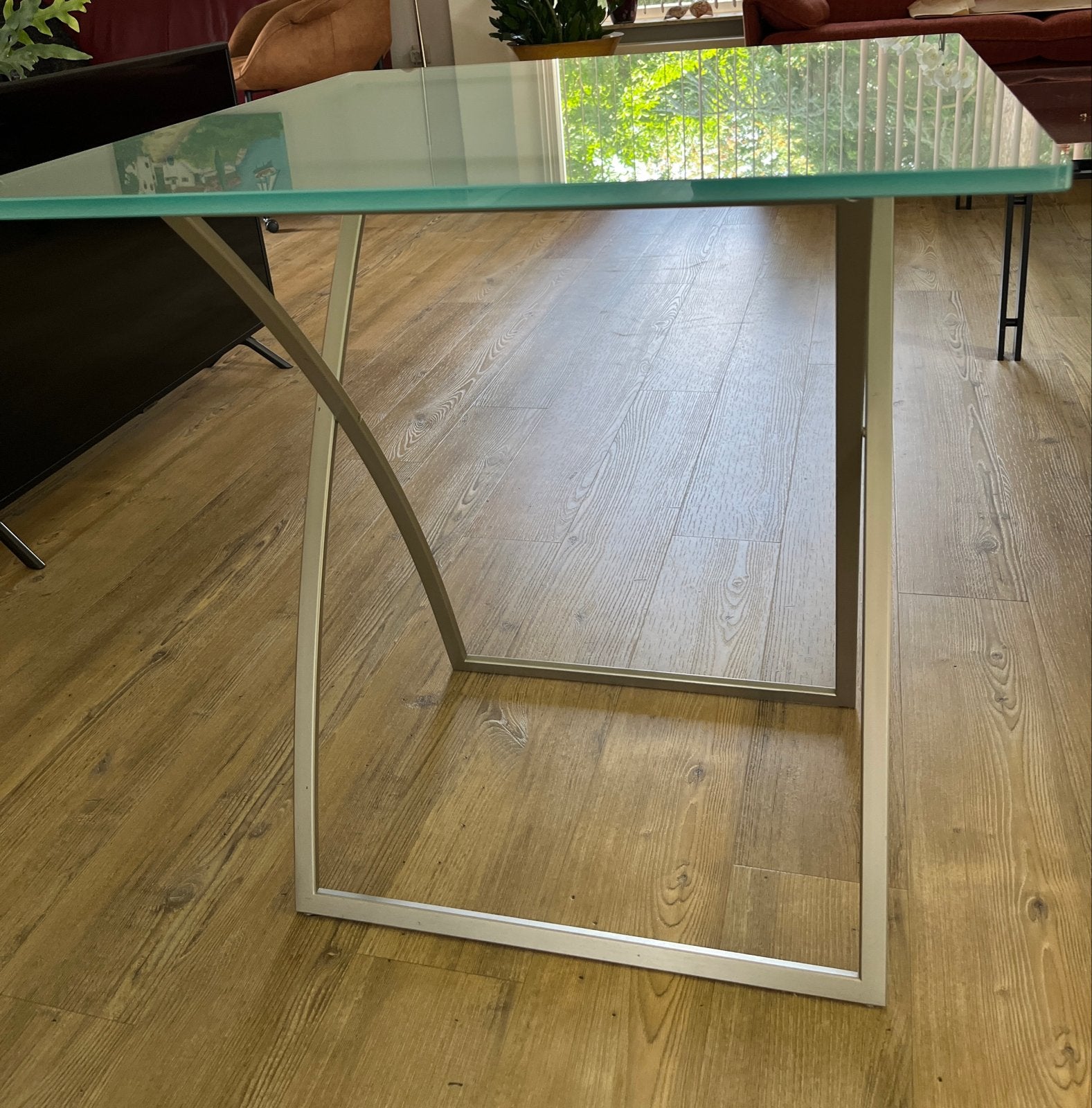 Design Melkglas Bijzettafel 60x60 cm, Hoogte 65cm, Huis en Inrichting, Tafels | Bijzettafels, Ophalen, Gebruikt, Vierkant, 55 tot 75 cm