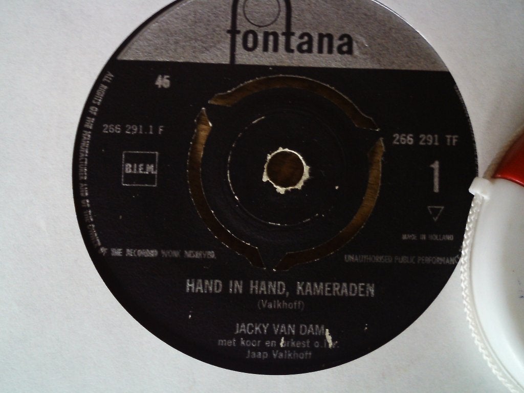 jacky van dam - hand in hand, kameraden  29mei, 7 inch, Single, Ophalen of Verzenden, Zo goed als nieuw