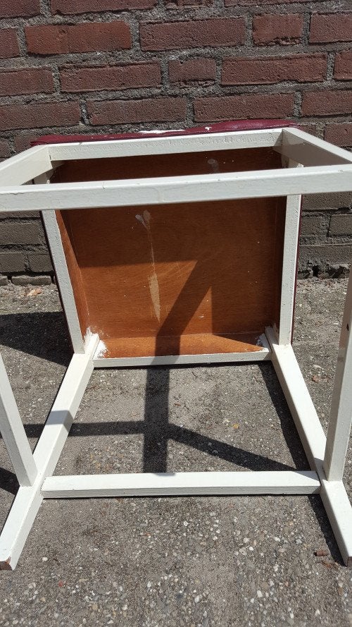 vintage Poef bekleed met gouden stof, Ophalen of Verzenden