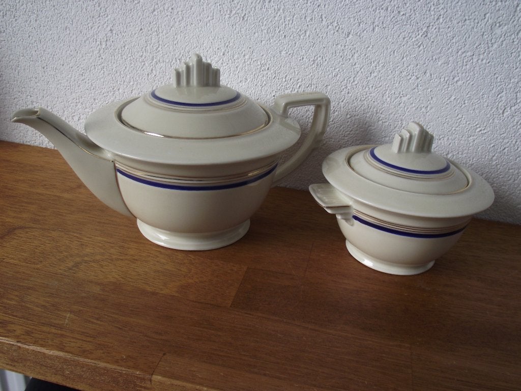 Art Deco theepot suikerpot Benedikt Czechoslovakia 1930 p st, Ophalen of Verzenden
