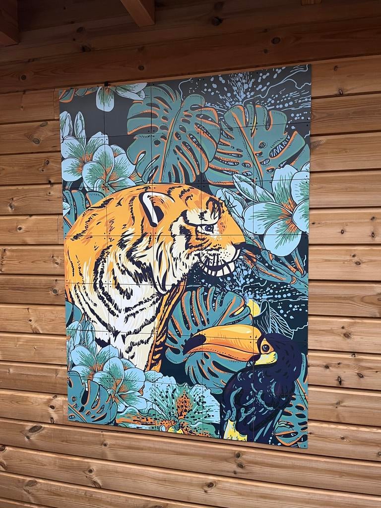 Muurdecoratie tijger jungle poster mozaiek, Ophalen of Verzenden, Zo goed als nieuw