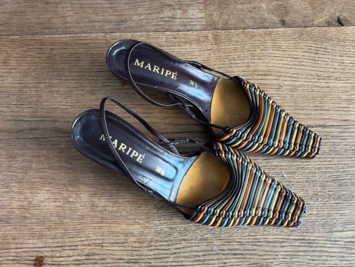 Maripe hakken slingback pumps 36,5, Kleding | Dames, Schoenen, Ophalen of Verzenden, Zo goed als nieuw