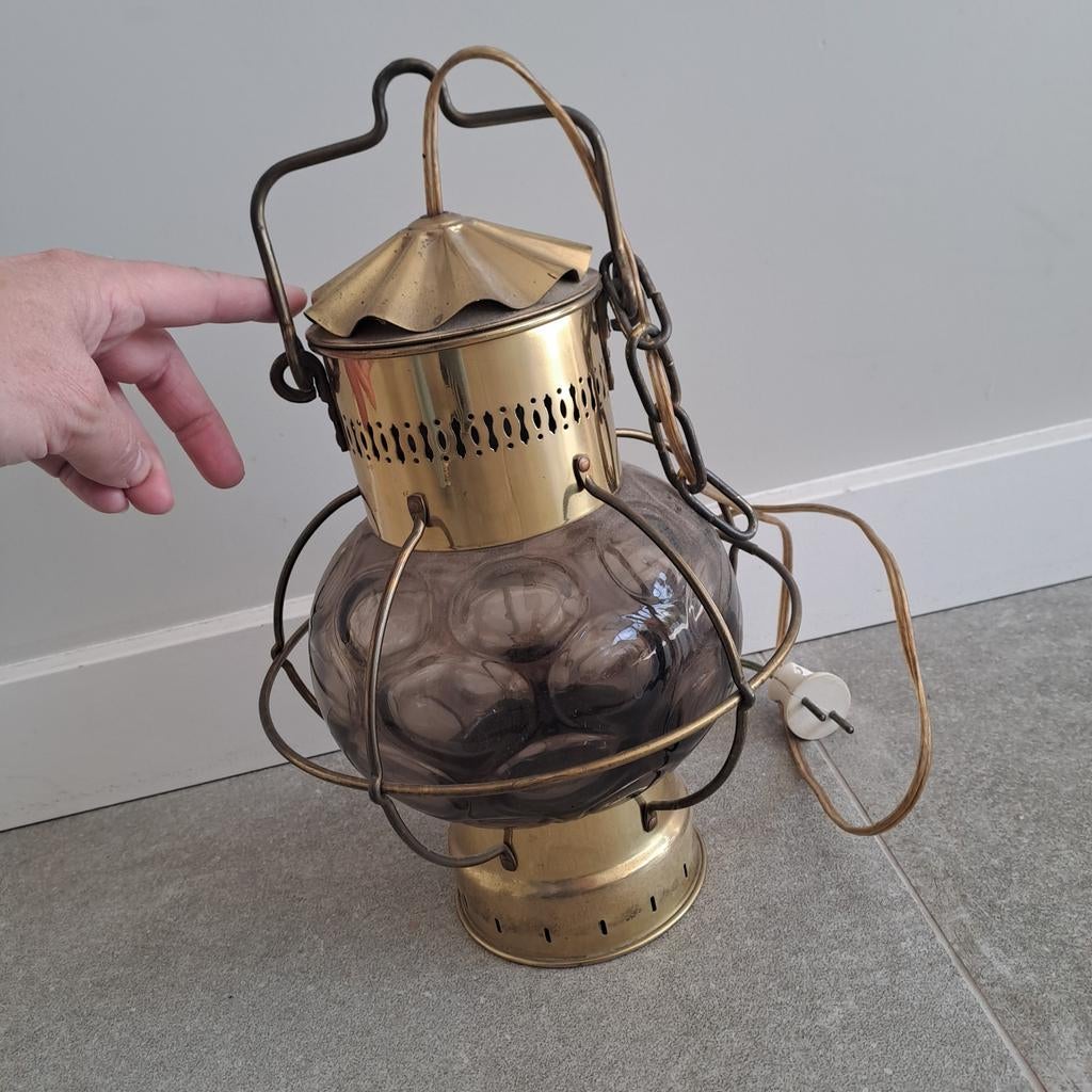 Antieke scheepslamp bubbel, messing, Antiek en Kunst, Antiek | Lampen, Ophalen of Verzenden