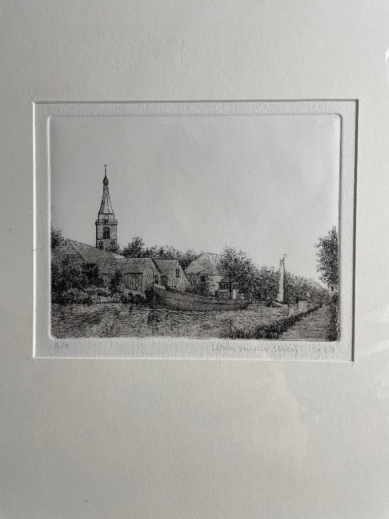 Zich op kerk - ets van Wim van der Meij, Antiek en Kunst, Kunst | Etsen en Gravures, Stadsgezicht, Gesigneerd, Ophalen of Verzenden