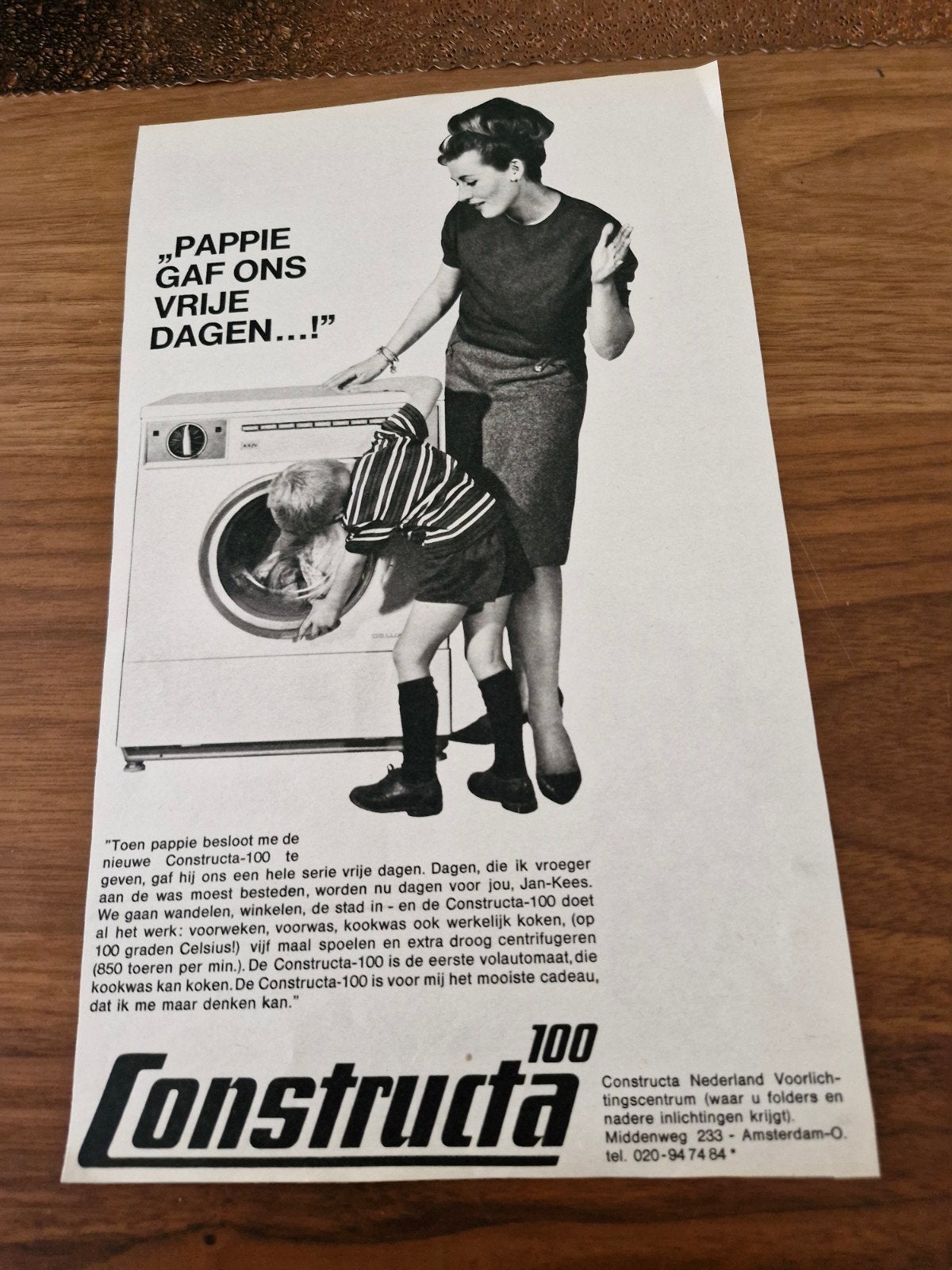 Constructa-100 Wasmachine - Vintage Advertentie (32x24 cm), Verzamelen, Ophalen of Verzenden, 1980 tot heden, Tijdschrift