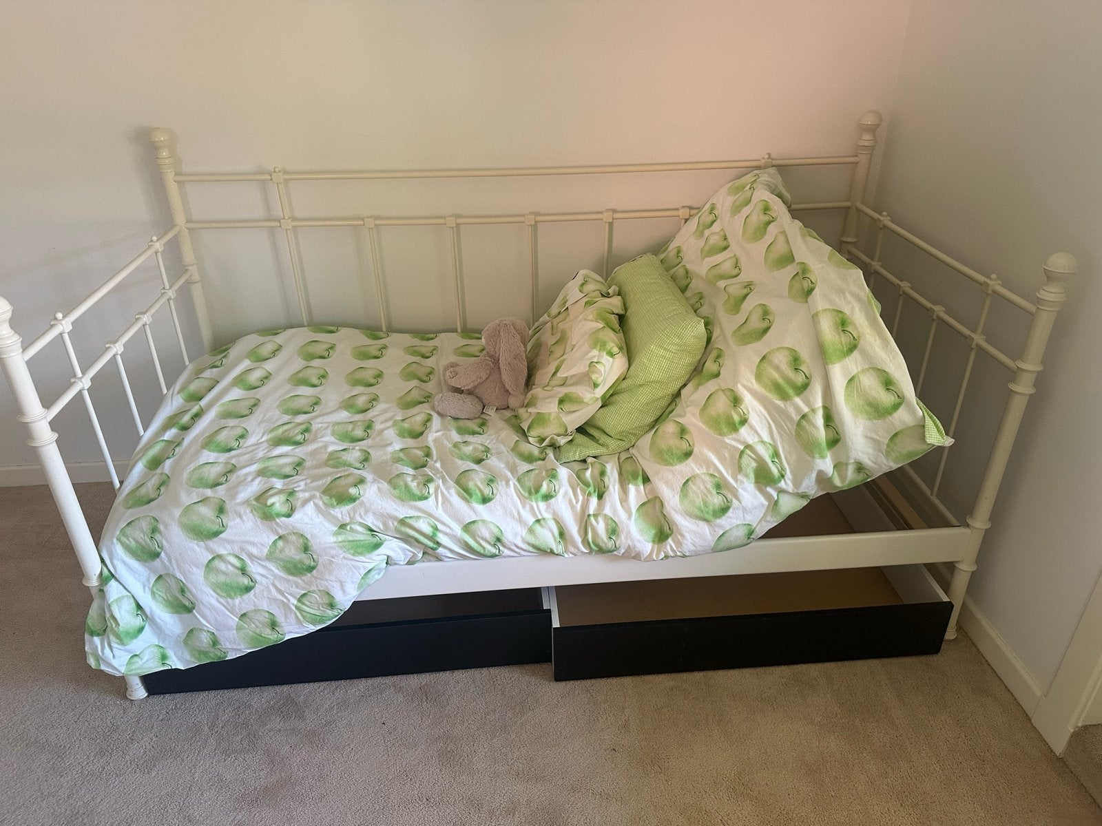 IKEA Bedbank met lattenbodem en lades, Ophalen, Gebruikt, 90 cm, Eenpersoons