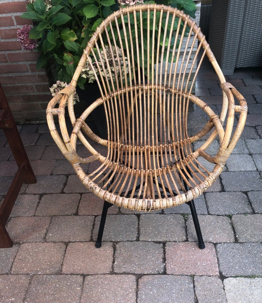 vintage Rohé Noordwolde rotan fauteuil, Ophalen