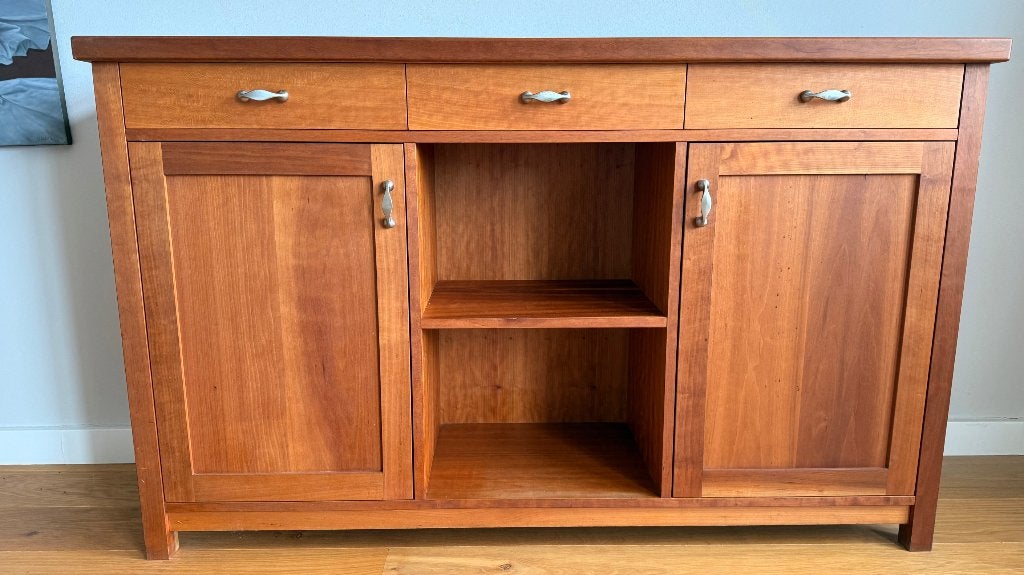 Solid cherry wood chest/cabinet, Ophalen, Gebruikt, 150 tot 200 cm, Modern Danish design