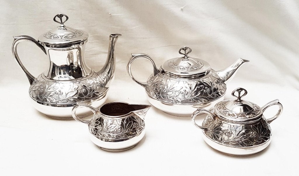 Koffie- en theeservies (4) - Art Nouveau - WMF., Antiek en Kunst, Ophalen of Verzenden