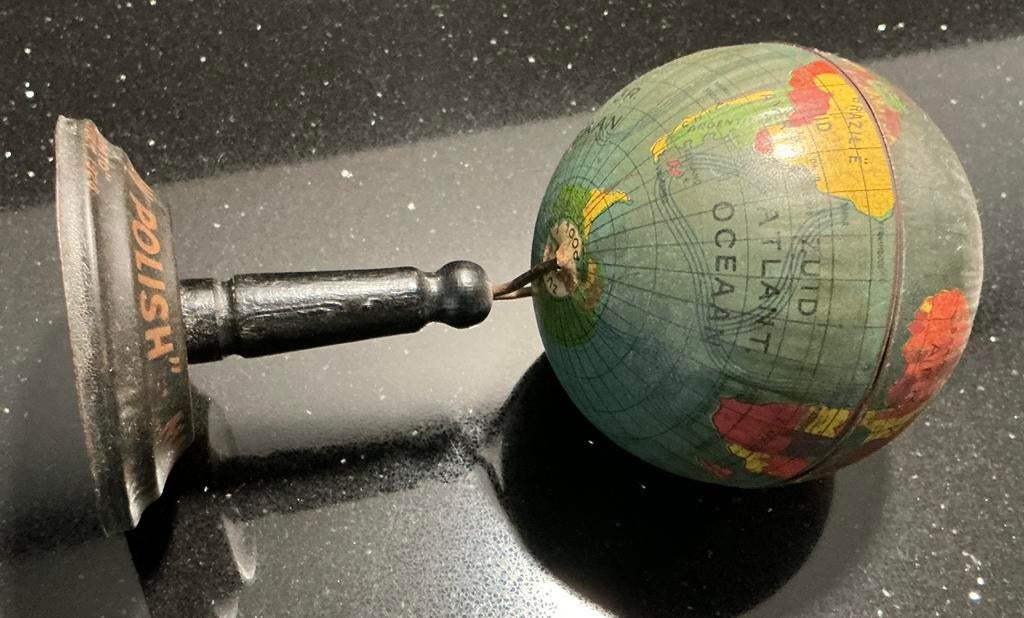 Oude reklame mini globe wrijfwas rotterdam zeldzaam, Ophalen of Verzenden, Zo goed als nieuw
