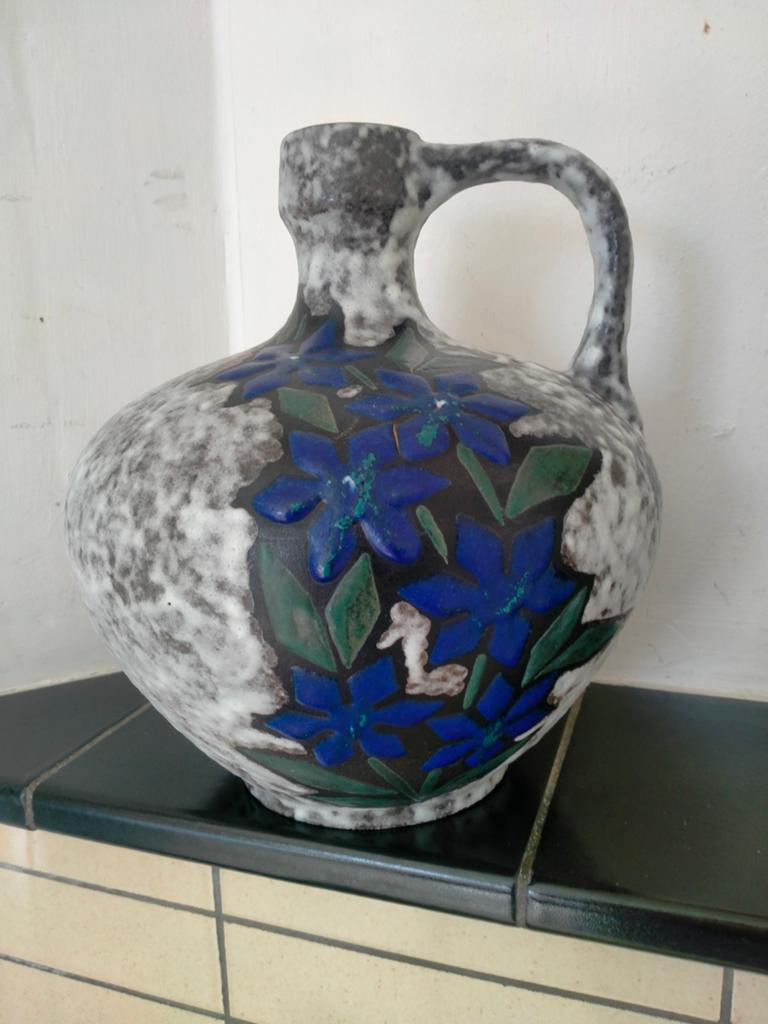 Vintage Ruscha Keramiek Vaas - Bloemenmotief, Ophalen of Verzenden