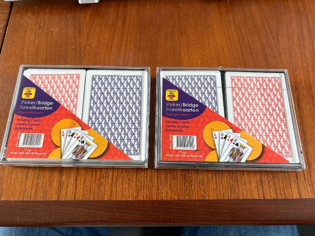 Plastic set met 2 setjes Poker/bridge speelkaarten, Ophalen of Verzenden, Zo goed als nieuw, Speelkaart(en)