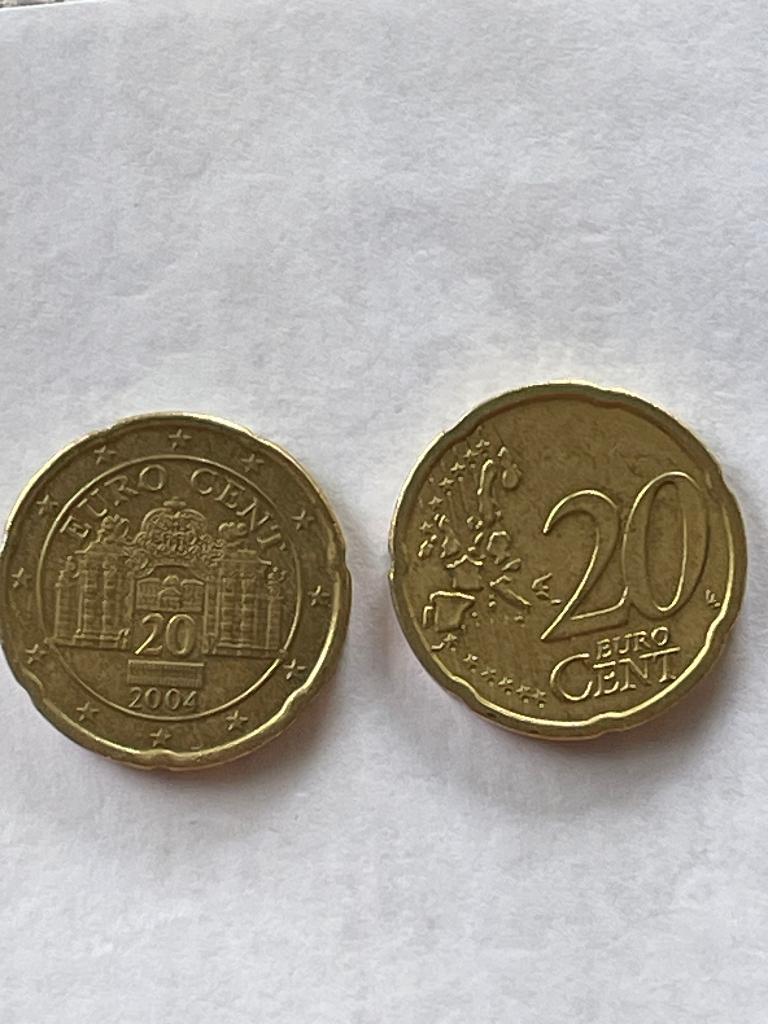 Oostenrijk munten 4 van 20 cent 2013 , 2007 , 2004 en 2002, Ophalen of Verzenden, Oostenrijk, 20 cent, Losse munt