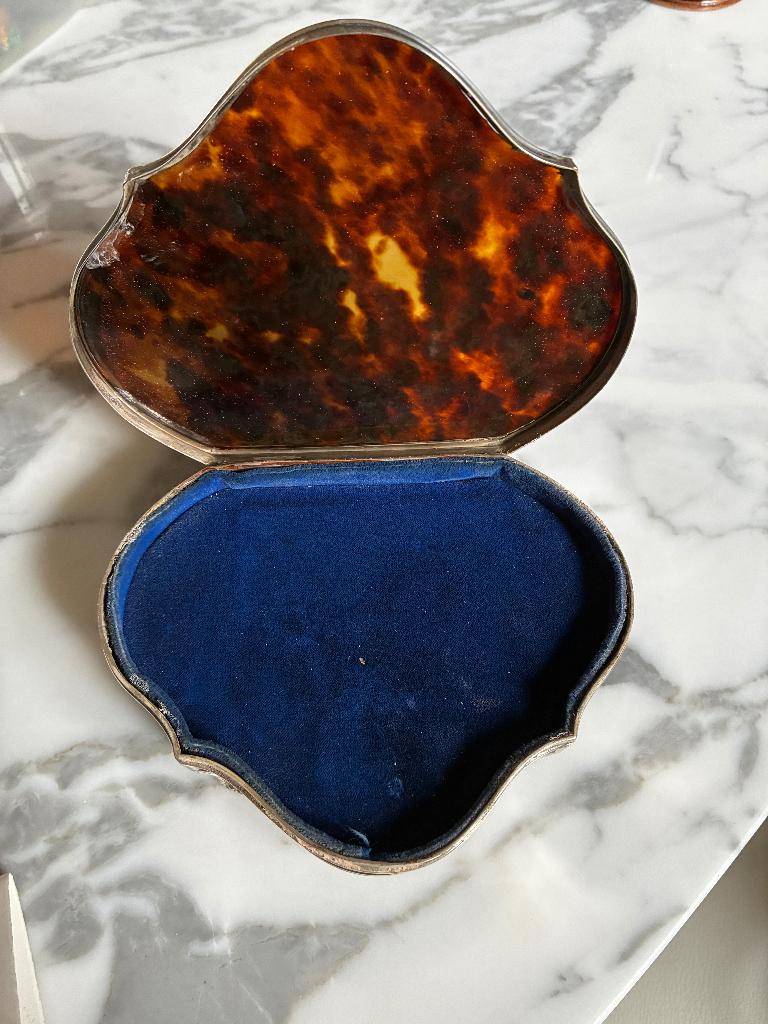 Antieke zilveren doos met schildpad deksel, Ophalen, Zilver