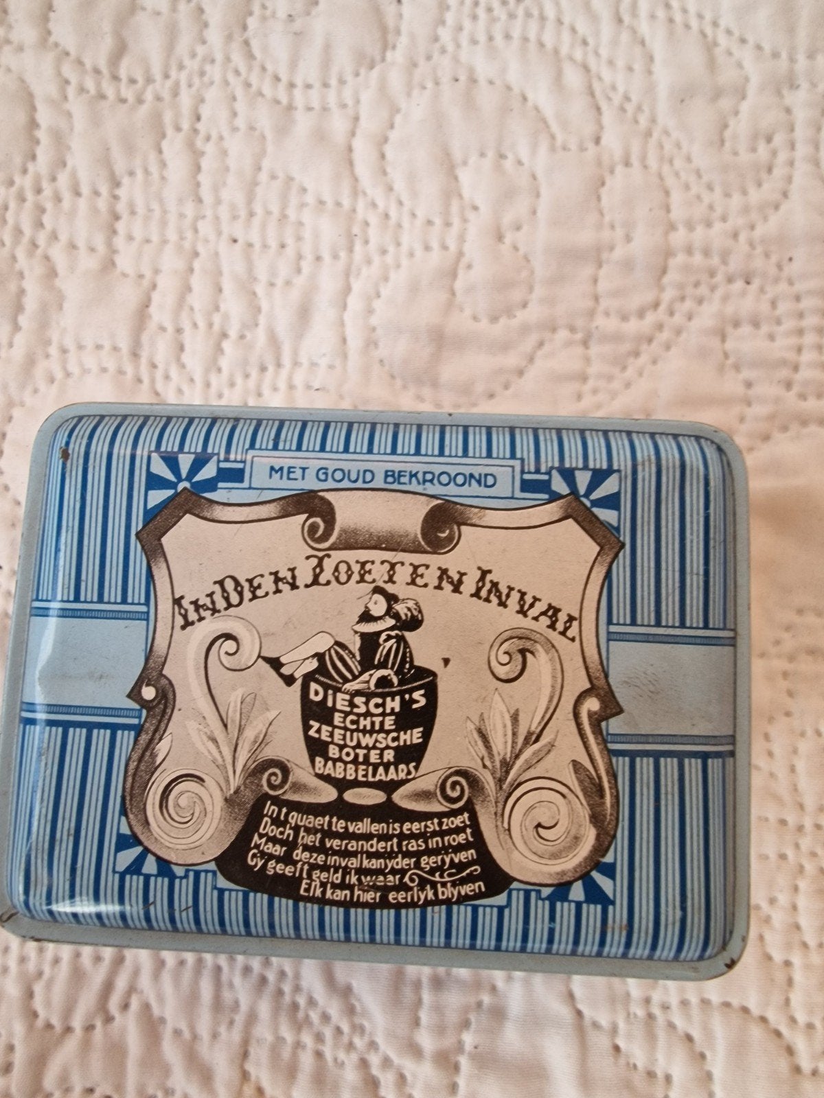 Vintage blikken trommel J.B. Diesch Zeeuwse Babbelaars, Verzamelen, Blikken, Ophalen of Verzenden