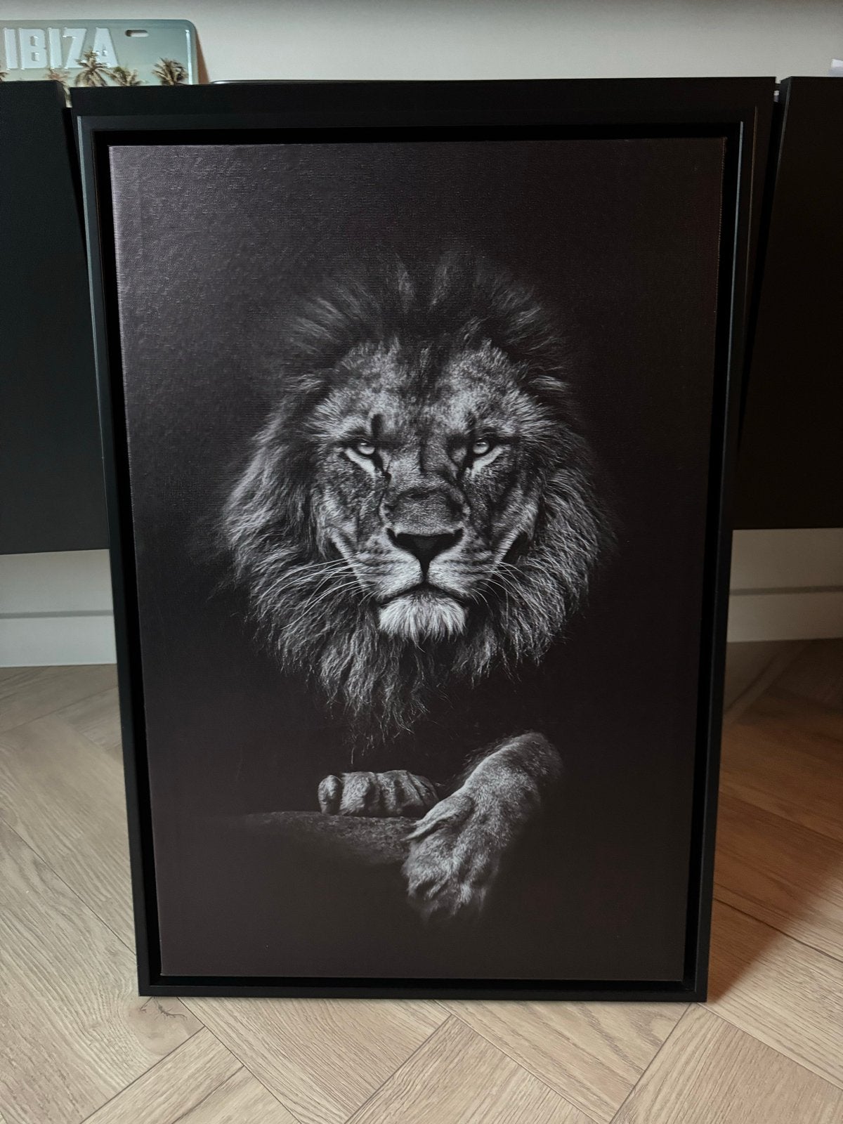 Canvas schilderij leeuw zwart-wit, Ophalen, Zo goed als nieuw, Schilderij, 75 – 100