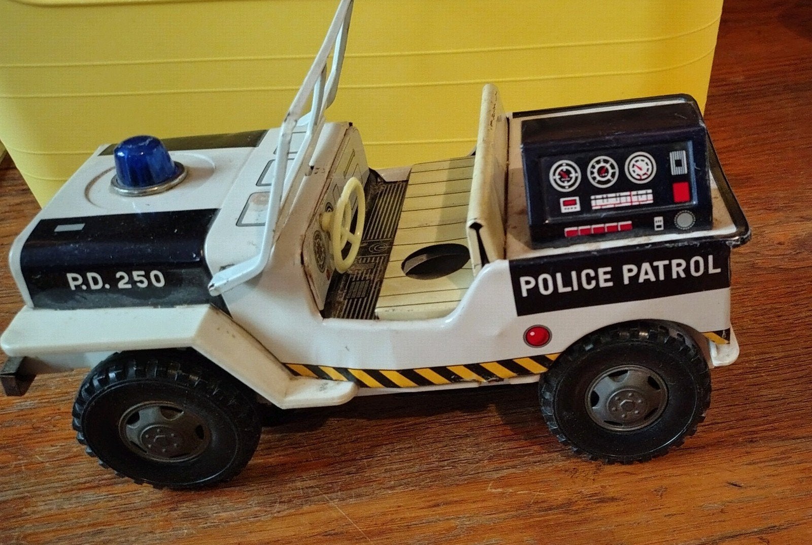 Vintage blikken politiejeep 'Police Patrol' P.D. 250, Ophalen of Verzenden