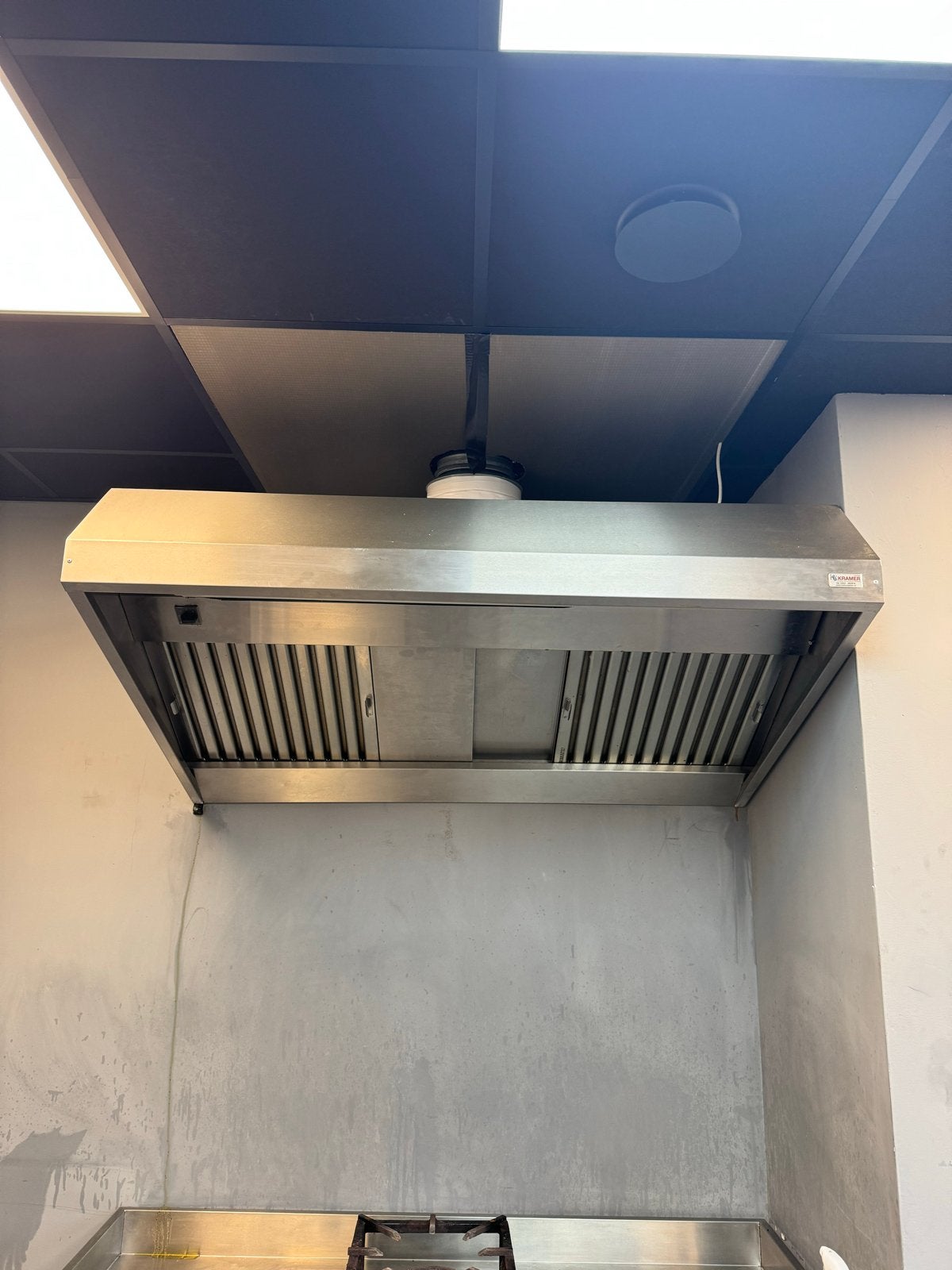 Professionele RVS afzuigkap - Kramer horeca, Witgoed en Apparatuur, Afzuigkappen, Ophalen, Gebruikt, Wandschouwkap, 400 tot 600 m³ per uur