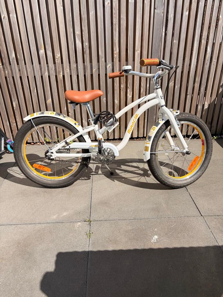 Volare Miracle Kinderfiets 18 inch - Wit/Bruin, Ophalen, Zo goed als nieuw, Terugtraprem, 16 tot 20 inch