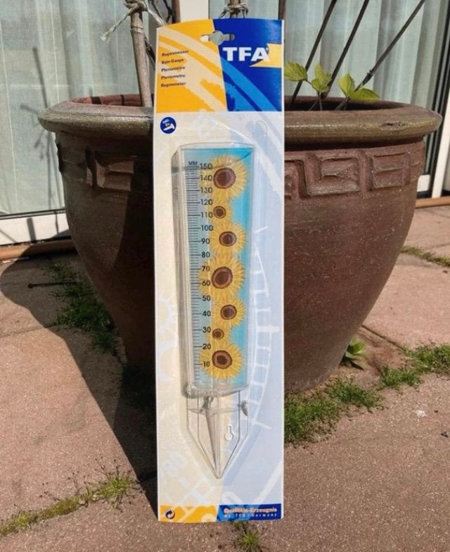 Nieuw - Laatste retro regenmeter met zonnebloemen, Tuin en Terras, Ophalen of Verzenden, Nieuw