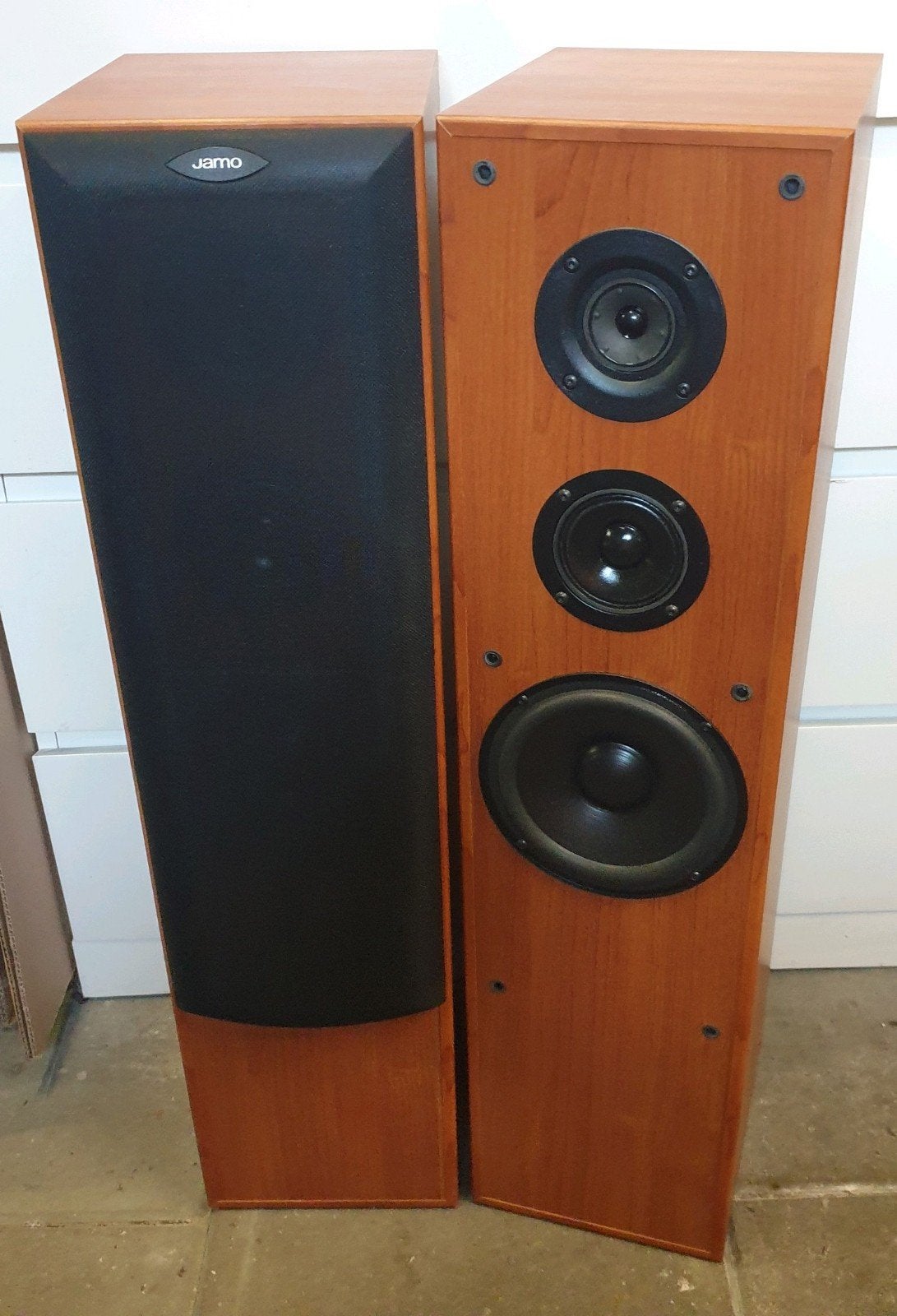 Jamo e-430 luidsprekers 70-120 watt i.z.g.s., Ophalen, 60 tot 120 watt, Front, Rear of Stereo speakers, Jamo