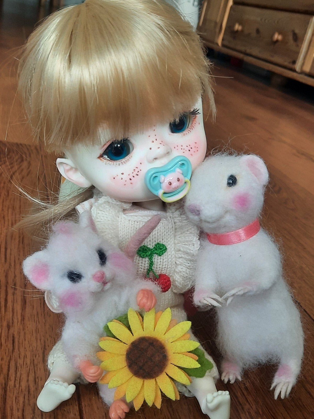 Schattige hand gemaakte needle filted muizen o.a bjd  blythe, Verzamelen, Ophalen of Verzenden, Nieuw, Accessoires